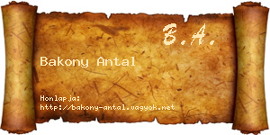 Bakony Antal névjegykártya